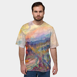 Футболка оверсайз мужская Осенний пейзаж акварель, цвет: 3D-принт — фото 2