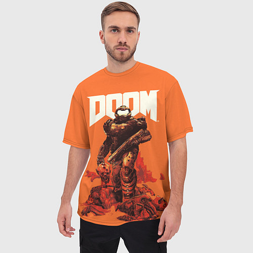 Мужская футболка оверсайз DOOM - Doomguy / 3D-принт – фото 3