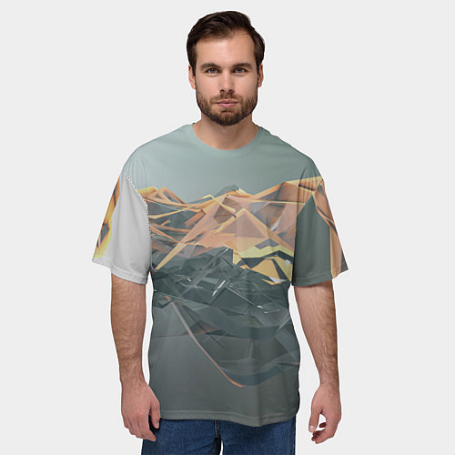 Мужская футболка оверсайз Абстрактное жидкое стекло / 3D-принт – фото 3