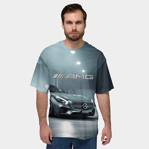 Мужская футболка оверсайз Mercedes AMG - Motorsport / 3D-принт – фото 3