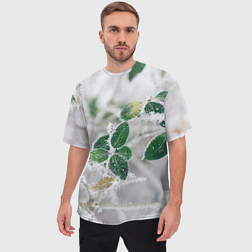 Мужская футболка оверсайз Green winter / 3D-принт – фото 3