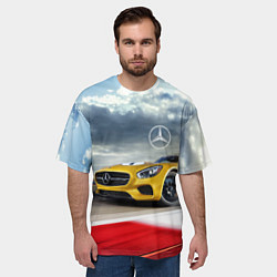 Футболка оверсайз мужская Mercedes AMG V8 Biturbo на трассе, цвет: 3D-принт — фото 2