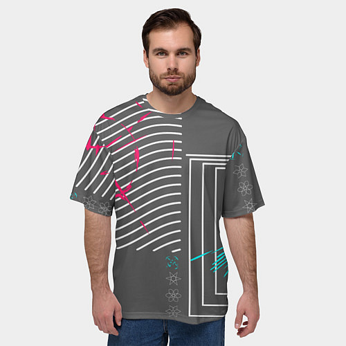 Мужская футболка оверсайз Контурные формы / 3D-принт – фото 3