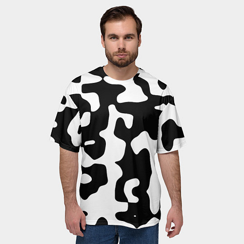 Мужская футболка оверсайз Камуфляж Cowskin крупный / 3D-принт – фото 3