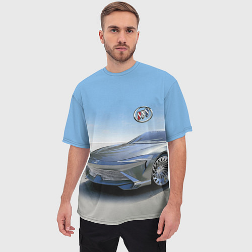 Мужская футболка оверсайз Buick concept в пустыне / 3D-принт – фото 3
