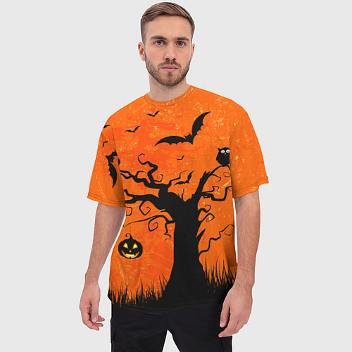 Мужская футболка оверсайз Мрачное дерево / 3D-принт – фото 3