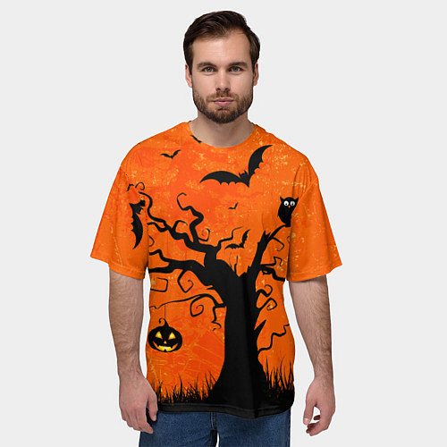 Мужская футболка оверсайз Мрачное дерево / 3D-принт – фото 3