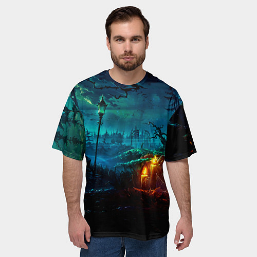Мужская футболка оверсайз Мрачное место / 3D-принт – фото 3
