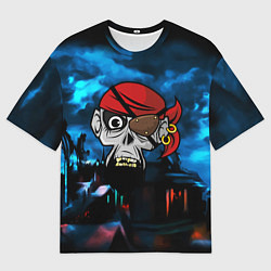 Футболка оверсайз мужская Череп пирата, цвет: 3D-принт