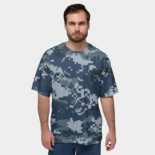 Мужская футболка оверсайз Камуфляж Росгвардия цифра / 3D-принт – фото 3