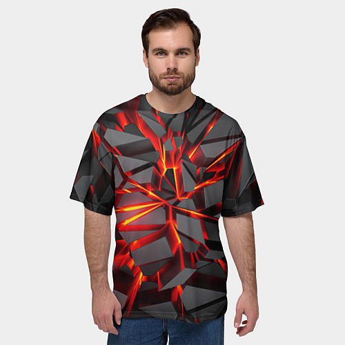 Мужская футболка оверсайз Неоновый блеск / 3D-принт – фото 3