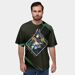 Футболка оверсайз мужская Тигнари в ромбе, цвет: 3D-принт — фото 2