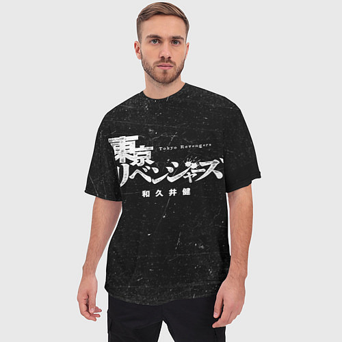 Мужская футболка оверсайз Токийские мстители иероглифы надпись / 3D-принт – фото 3