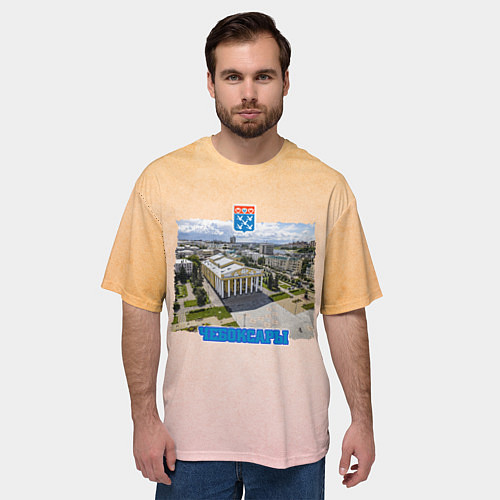 Мужская футболка оверсайз Чебоксары - театр / 3D-принт – фото 3