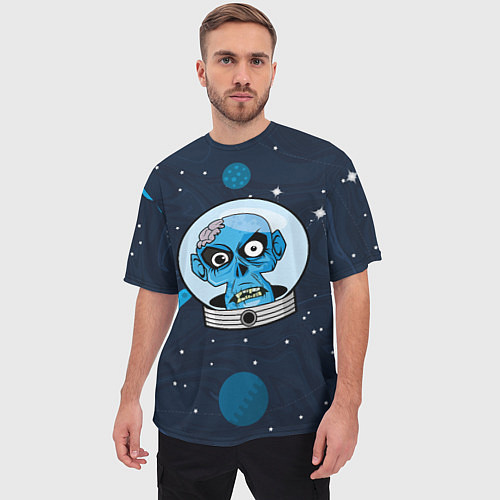Мужская футболка оверсайз Череп в космосе / 3D-принт – фото 3