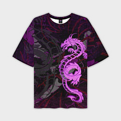 Футболка оверсайз мужская Неоновый дракон purple dragon, цвет: 3D-принт