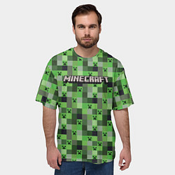 Футболка оверсайз мужская Minecraft - пиксельные лица, цвет: 3D-принт — фото 2