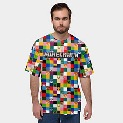 Футболка оверсайз мужская Minecraft - пиксельные персонажи, цвет: 3D-принт — фото 2
