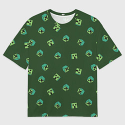 Мужская футболка оверсайз Minecraft - зеленые лица