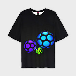 Футболка оверсайз мужская Объёмные неоновые шары, цвет: 3D-принт
