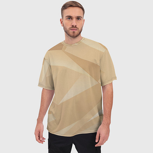 Мужская футболка оверсайз Золотистые абстрактные геометрические фигуры / 3D-принт – фото 3