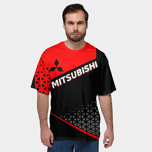 Мужская футболка оверсайз Mitsubishi - Красная униформа / 3D-принт – фото 3