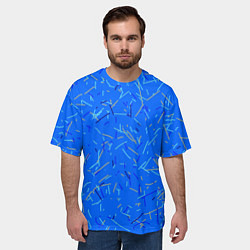 Футболка оверсайз мужская Особый Сине-голубой абстрактный, цвет: 3D-принт — фото 2