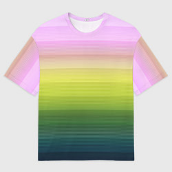 Футболка оверсайз мужская Яркий желтый зеленый розовый полосатый узор, цвет: 3D-принт