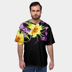 Футболка оверсайз мужская Лилии, цвет: 3D-принт — фото 2