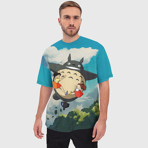 Мужская футболка оверсайз Flight Totoro / 3D-принт – фото 3
