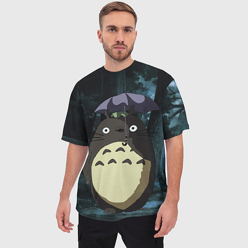 Мужская футболка оверсайз Totoro in rain forest / 3D-принт – фото 3