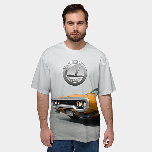 Мужская футболка оверсайз Рыжая бестия - Plymouth Satellite 1971 года / 3D-принт – фото 3