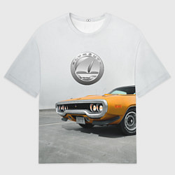 Футболка оверсайз мужская Рыжая бестия - Plymouth Satellite 1971 года, цвет: 3D-принт