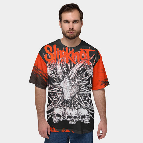 Мужская футболка оверсайз Slipknot черепа / 3D-принт – фото 3