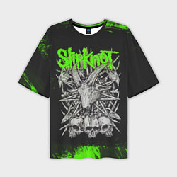 Футболка оверсайз мужская Slipknot green logo, цвет: 3D-принт
