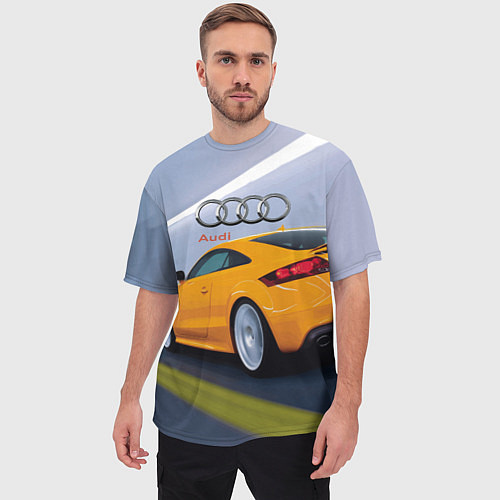 Мужская футболка оверсайз Audi TT мчится в тоннеле / 3D-принт – фото 3