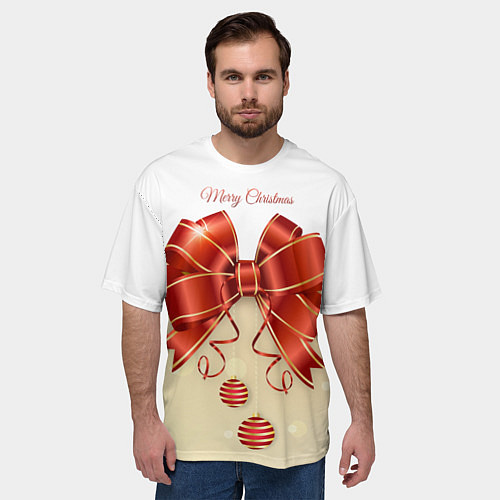 Мужская футболка оверсайз Подарочный бант с лентой / 3D-принт – фото 3