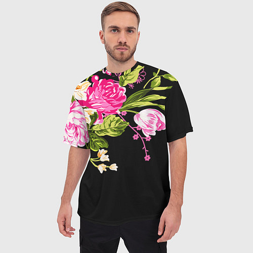 Мужская футболка оверсайз Букет цветов / 3D-принт – фото 3