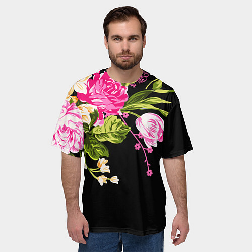 Мужская футболка оверсайз Букет цветов / 3D-принт – фото 3