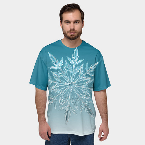 Мужская футболка оверсайз Резная снежинка / 3D-принт – фото 3