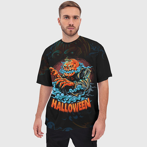 Мужская футболка оверсайз Жуткий Хэллоуин Halloween / 3D-принт – фото 3