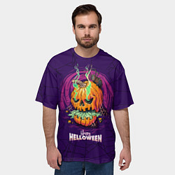 Футболка оверсайз мужская Злобная тыква Хэллоуин, цвет: 3D-принт — фото 2