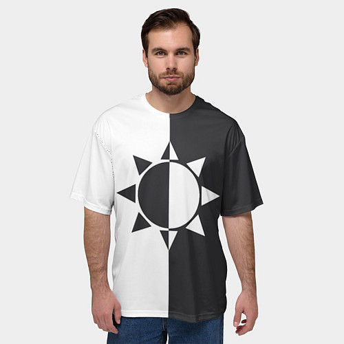 Мужская футболка оверсайз Черно-белое солнце / 3D-принт – фото 3