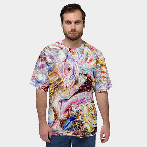 Мужская футболка оверсайз Aesthetic visual art galaxy slime / 3D-принт – фото 3