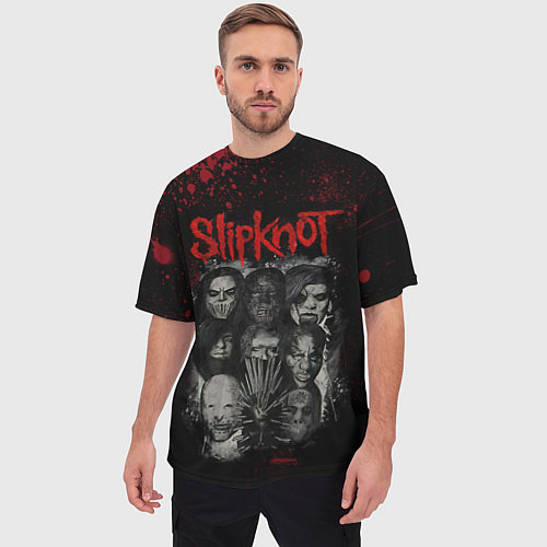 Мужская футболка оверсайз Slipknot dark / 3D-принт – фото 3