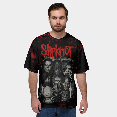 Мужская футболка оверсайз Slipknot dark / 3D-принт – фото 3