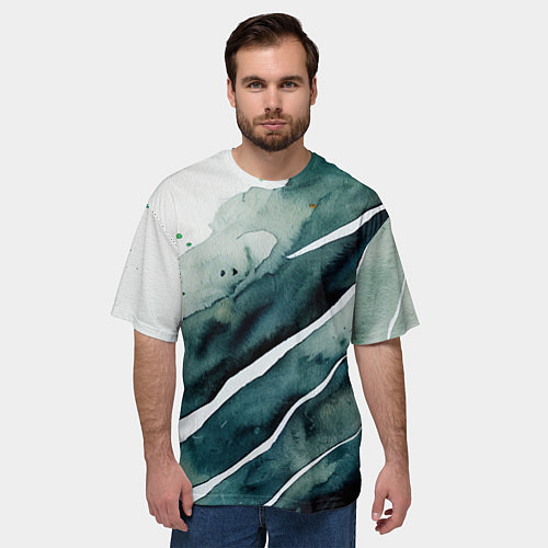 Мужская футболка оверсайз Акварельные контрастные разводы / 3D-принт – фото 3