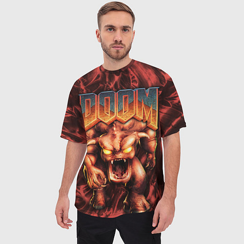 Мужская футболка оверсайз DOS DOOM - Bull demon / 3D-принт – фото 3