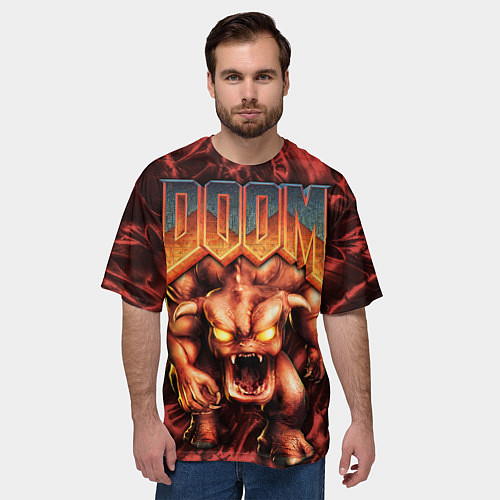 Мужская футболка оверсайз DOS DOOM - Bull demon / 3D-принт – фото 3