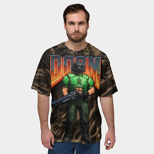 Мужская футболка оверсайз DOS DOOM - Doomguy / 3D-принт – фото 3